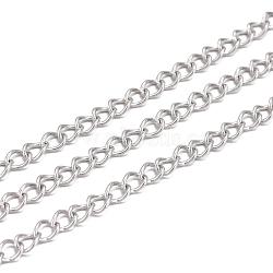 3.28 Feet 304 Stainless Steel Twist Chains, Stainless Steel Color, 4x3x0.6mm(X-CHS-K001-24-3mm)