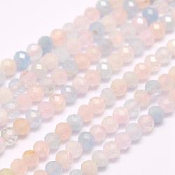 Natural Morganite Beads Strands, Faceted, Round, 4mm, Hole: 0.5mm, about 96pcs/strand, 15.7 inch(40cm)(G-F509-08-4mm)