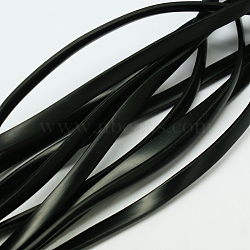 Synthetic Rubber Beading Cord, Flat, Solid, Black, 10x2mm, about 1.09 yards(1m)/strand(RCOR-A013-01A)