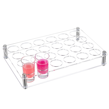 24-Hole Acrylic Mini Shot Glasses Organizer Holder, Spirits Octagonal Cups Wine Glass Storage Rack, for Bar Tasting Serving Supplies, Rectangle, Clear, 29.5x20x5.4cm