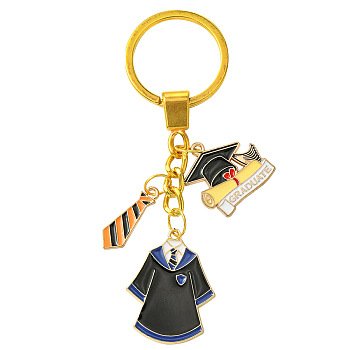 Alloy Enamel Keychain, with Iron Findings, Dark Blue, 9.8cm