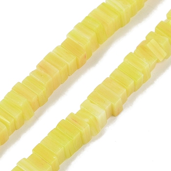 Handmade Lampwork Beads Strands, Square with seed Beads, Yellow, 4x4x2~3mm, Hole: 0.8mm, about 157pcs/strand, 15.75''(40cm)