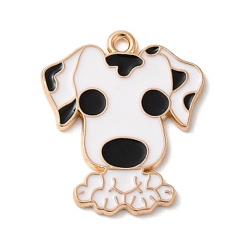 Alloy Pendant, with Enamel, Dog Charm, Ghost White, 25x21x1.3mm, Hole: 1.6mm