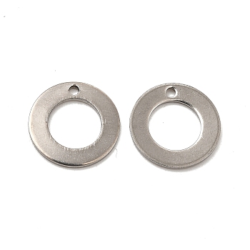 201 Stainless Steel Pendants, Ring Charm, Stainless Steel Color, 12x0.5mm, Hole: 1.2mm