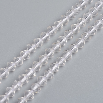 Natural Quartz Crystal Beads Strands, Rock Crystal Beads, Bicone, 3.9~4x4mm, Hole: 0.8mm, about 99pcs/strand, 15.16 inch(38.5cm)