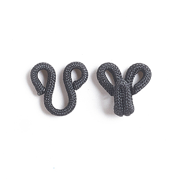 Cloth Clover Brass Buckles, Sewing Hooks and Eyes Closure, for Bra Clothing Trousers Skirt Sewing DIY Craft, Black, 17.5x11x2~7mm, Hole: 2x2.5mm