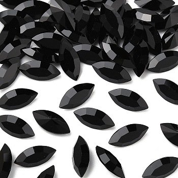 Preciosa&reg MAXIMA Crystal Fancy Stones, Czech Crystal, 435 14 615 Navette(Horse Eye), Unfoiled, 23980 Jet, 15x7mm