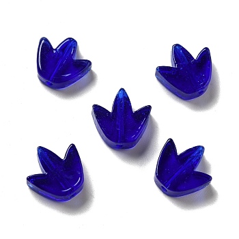 Glass Beads, Tulip Flower, Medium Blue, 16x16x5.5~6mm, Hole: 2mm