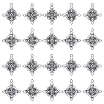 50Pcs Tibetan Style Alloy Pendants, Antique Silver, 28x25x2mm, Hole: 1.8mm