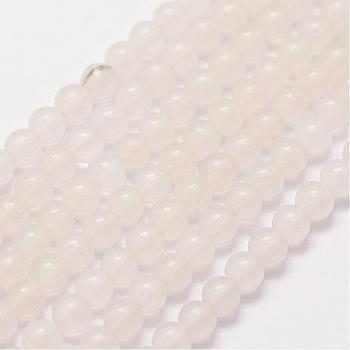 Natural White Jade Beads Strands, Round, 3mm, Hole: 0.5mm, about 125pcs/strand