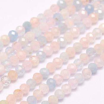 Natural Morganite Beads Strands, Faceted, Round, 4mm, Hole: 0.5mm, about 96pcs/strand, 15.7 inch(40cm)