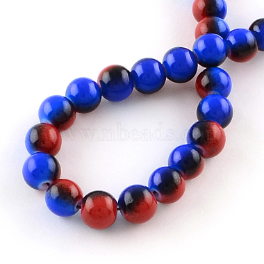 Two-Color Baking Painted Glass Bead Strands(X-DGLA-R050-8mm-32)-2