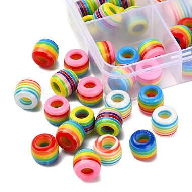 40pcs perles européennes en résine à rayures opaques 4 couleurs(RESI-YW0001-19)-3