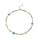 Colorful Synthetic Turquoise Starfish & Shell Pearl & Glass Seed Beaded Necklace for Women(NJEW-TA00044)-1