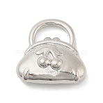 Brass Pendants, Handbag with Cherry, Platinum, 17x17x6mm, Hole: 4.5x8mm(KK-I380-17P)