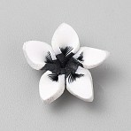 Handmade Polymer Clay Beads, Flower, Black, 5~6x17.5~18x17.5~18mm, Hole: 1mm(CLAY-WH20006-01B-01)