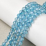 Natural & Dyed Blue Topaz Beads Strands, Faceted, Grade AA, Round, 4mm, Hole: 0.7mm, about 92~95pcs/strand, 15.24~15.51''(38.7~39.4cm)(G-B088-C05-04)