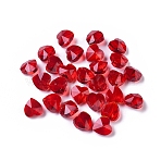 Transparent Glass Beads, Faceted, Heart, Red, 10x10x7mm, Hole: 1~1.2mm(X-GLAA-K002-07A-02)