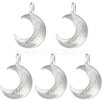 5Pcs 925 Sterling Silver Charms, Crescent Moon, Matte Silver Color, 10x7x2mm, Hole: 1mm(STER-BBC0006-15)