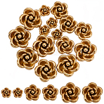 30Pcs 3 Styles 304 Stainless Steel Beads, Rose, Golden, 5~10x5~10x3~6mm, Hole: 0.8~1.4mm, 10pcs/style(STAS-PA0001-02)
