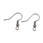 Brass Earring Hooks, Ear Wire, with Horizontal Loop, Nickel Free, Gunmetal, 17~19x16~18x0.6~0.7mm, 21~22 Gauge, Hole: 2mm(KK-S075-B-NF)