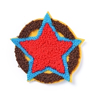 Computerized Embroidery Cloth Sew On Patches, Costume Accessories, Appliques, Flat Round with Star, Colorful, 81x82x2mm(DIY-D031-C01)