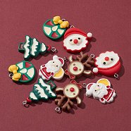 10Pcs 5 Styles Opaque Resin Pendants, with Platinum Tone Iron Loops, Santa Claus & Christmas Tree & Reindeer/Stag & Christmas Wreath, Mixed Color, 22.5~32x19.5~25x4~7.5mm, Hole: 2mm, 2pcs/style(RESI-FS0001-29)