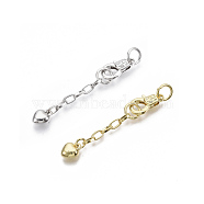 Brass Chain Extender, with Brass Lobster Claw Clasps,  Heart, Mixed Color, 64mm, Clasp: 17x10x4mm, Extend Chain: 38mm, Jump Ring: 8x1mm, Inner Diameter: 6mm(KK-N227-13)