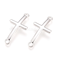 304 Stainless Steel Links connectors, Cross, Silver, 30x14x2mm, Hole: 2mm(STAS-F155-10S)