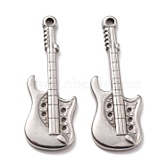 304 Stainless Steel Pendants Rhinestone Settings, Guitar, Stainless Steel Color, 30x11x2mm, Hole: 1.6mm(STAS-B024-79P)