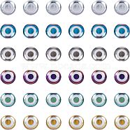 Glass Beads, Round with Evil Eye Pattern, Mixed Color, 8x7.5mm, Hole: 1.2mm, 6 colors, 22pcs/color, 132pcs/box(EGLA-NB0001-11)