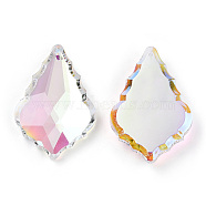 Electroplated Glass Big Pendants, AB Color Plated, Faceted, Fan, Clear AB, 61x40x12.5mm, Hole: 1.6mm(EGLA-Q122-08)