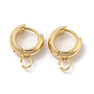 201 Stainless Steel Huggie Hoop Earring Findings, with Horizontal Loop and 316 Surgical Stainless Steel Pin, Real 24K Gold Plated, 11x3mm, Hole: 2.5mm, Pin: 1mm.(STAS-P283-01U-G)
