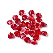 Transparent Glass Beads, Faceted, Heart, Red, 10x10x7mm, Hole: 1~1.2mm(X-GLAA-K002-07A-02)