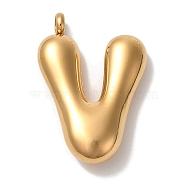 Ion Plating(IP) 304 Stainless Steel Pendants, Letter Charm, Golden, Letter V, 25x17.5x6mm, Hole: 2mm(STAS-M017-08G-22)