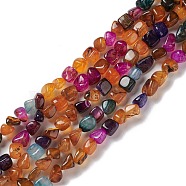 Natural Agate Beads Strands, Nuggets, Dyed & Heated, Colorful, 5~11x5~12x5~11mm, Hole: 1~1.4mm, about 39~50pcs/strand, 14.17~14.96 inch(36~38cm)(G-F745-04)