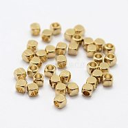 Brass Spacer Beads, Nickel Free, Cube, Raw(Unplated), 2.5x2.5mm, Hole: 1.6mm(KK-J270-36C-A)