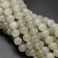 Round Natural White Moonstone Bead Strands, Grade A, 12mm, Hole: 1mm, about 33pcs/strand, 15.74 inch(G-L425-22-12mm)