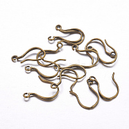 Brass Earring Hooks, with Horizontal Loop, Nickel Free, Antique Bronze, 15x10x1.5mm, Hole: 1mm(KK-P8066-AB-NF)