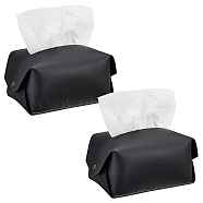 Foldable PVC Imitation Leather Tissue Storage Bags, Rectangle, Paper Towel Case Container Organizer, Black, Finished Product: 185x110x83mm(ABAG-WH0005-73E)
