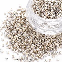 Glass Bugle Beads, Metallic Colours, Cornsilk, 2.5~3x2mm, Hole: 0.9mm, about 15000pcs/pound(SEED-S032-12A-1109)