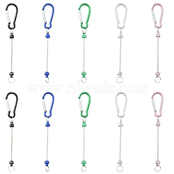 10Pcs 5 Colors Aluminum Climbing Carabiners, Beadable Iron Key Clasps, Mixed Color, 146mm, 2pcs/color(AJEW-YW0001-22)