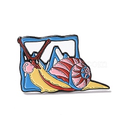 Snail Enamel Pin, Animal Alloy Badge for Backpack Clothes, Electrophoresis Black, Colorful, 23x36x1.5mm, Pin: 1.3mm(JEWB-H006-30EB)