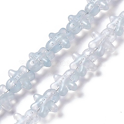 Pearl Luster Plated Electroplate Glass Beads, Ginger Man, for Christmas, Alice Blue, 15x14x7mm, Hole: 1mm, about 45pcs/strand, 24.80''~25.20''(63~64cm)(GLAA-P005-PL02)