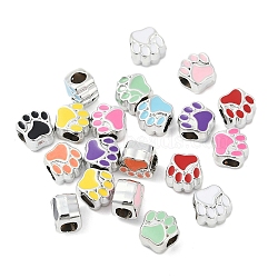 CCB Plastic European Beads, Large Hole Beads, with Enamel, Platinum, Dog's Paw Print, Paw Print, 10.5x10.5x7.5mm, Hole: 4.5~4.5mm(CCB-D278-06)