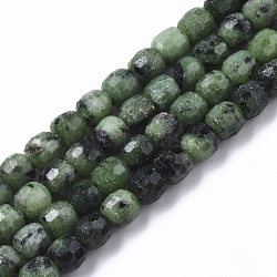 Natural Ruby in Zoisite Beads Strands, Barrel, Faceted, 6x6mm, Hole: 1mm, about 62pcs/strand, 15.16 inch(38.5cm)(G-R465-11)