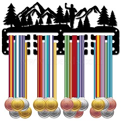 Sports Theme Iron Medal Hanger Holder Display Wall Rack, 3-Line, with Screws, Javelin, Mountain, 130x290mm, Hole: 5mm(ODIS-WH0055-199)