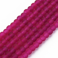 Transparent Glass Bead Strands, Frosted, Round, Medium Violet Red, 4mm, Hole: 1.1~1.6mm, about 200pcs/strand, 31.4 inch(GLAA-S031-4mm-39)