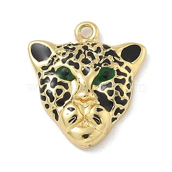 Rack Plating Brass Pendants, Long-Lasting Plated, Lead Free & Cadmium Free, Leopard Charms, Real 18K Gold Plated, 19x16.5x4mm, Hole: 1.4mm(KK-G515-65G)