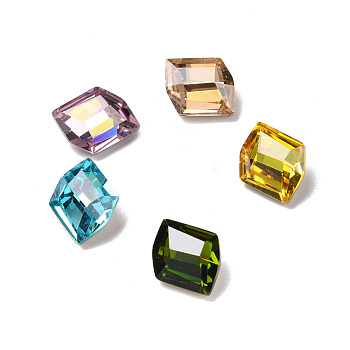 K9 Glass Rhinestone Cabochons, Flat Back & Back Plated, Parallelogram, Mixed Color, 10x8.7x4.6mm
